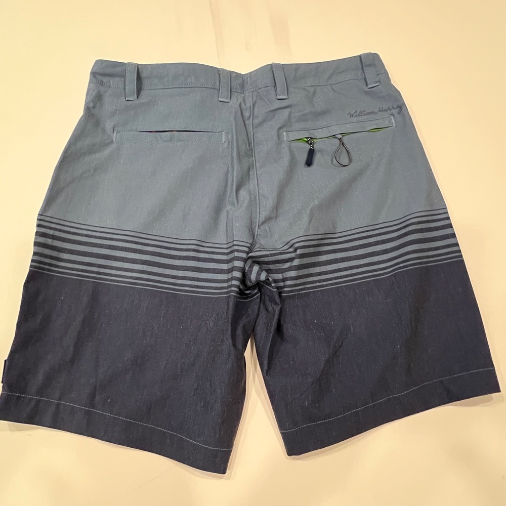 William Murray Golf Shorts Mens 34 Grey Navy Blue Striped Performance Golfing